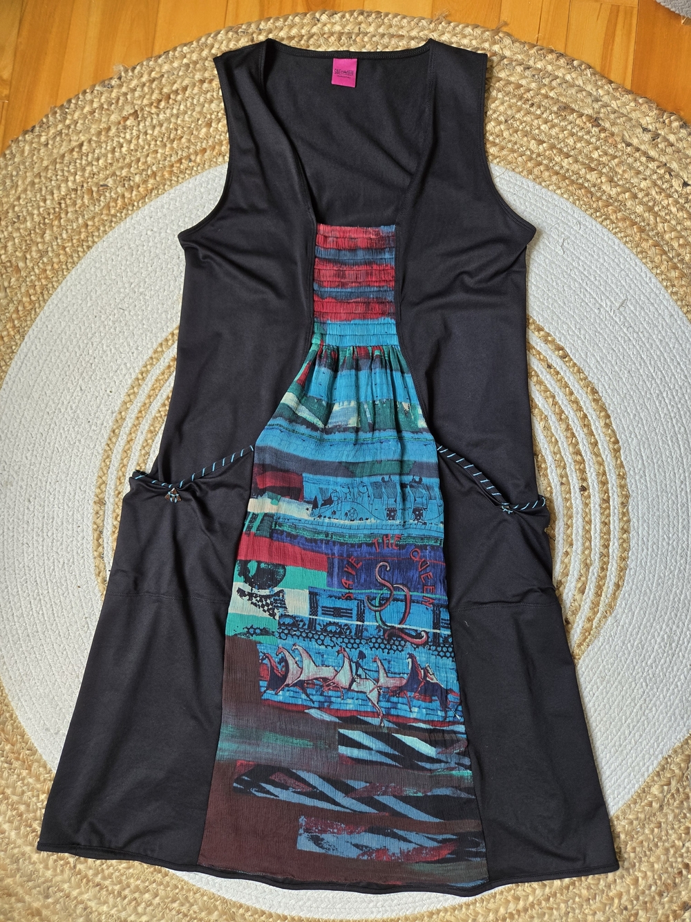 Vintage Save The Queen Dress Y2K Archive Horse Print Silk Mesh Mix Size XL Euro